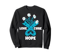 Faith Hope Love Cure Ruban de Sensibilisation au Cancer de l'ovaire Bleu Sarcelle Sweatshirt