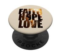Faith Hope & Love - Jesus Christ Christian Faith Color Text PopSockets PopGrip Adhésif