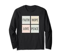 Faith Hope Love Peace 1 Corinthiens 13:13 Inspiré de la Bible Manche Longue