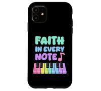 Faith in Every Note Piano Christian Girl Church Musicienne Coque pour iPhone 11