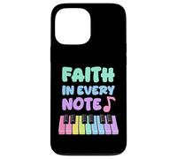 Faith in Every Note Piano Christian Girl Church Musicienne Coque pour iPhone 13 Pro Max