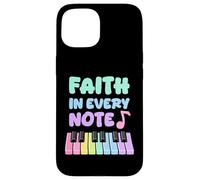 Faith in Every Note Piano Christian Girl Church Musicienne Coque pour iPhone 15