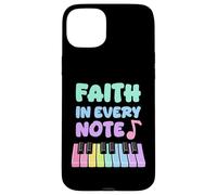 Faith in Every Note Piano Christian Girl Church Musicienne Coque pour iPhone 15 Plus