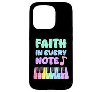 Faith in Every Note Piano Christian Girl Church Musicienne Coque pour iPhone 15 Pro