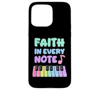 Faith in Every Note Piano Christian Girl Church Musicienne Coque pour iPhone 15 Pro Max