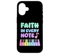 Faith in Every Note Piano Christian Girl Church Musicienne Coque pour iPhone 16