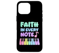 Faith in Every Note Piano Christian Girl Church Musicienne Coque pour iPhone 16 Pro Max