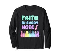 Faith in Every Note Piano Christian Girl Church Musicienne Manche Longue