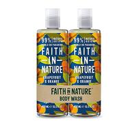 Faith In Nature Lot de 2 gels douche revitalisants au pamplemousse et à l'orange, sans SLS ni parabènes, 400 ml
