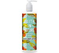 Faith In Nature Lotion naturelle pour les mains et le corps au pamplemousse et à l'orange, énergisante, végétalienne et sans cruauté envers les animaux, sans SLS ni parabènes, 400 ml