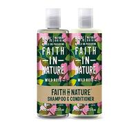 Faith In Nature Natural Wild Rose Ensemble shampoing et après-shampoing réparateur, végétalien et sans cruauté envers les animaux, sans SLS ni parabènes, pour cheveux normaux à secs, 2 x 400 ml