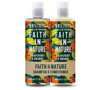Faith in Nature Naturel Pamplemousse et Orange Shampoing et Après-Shampoing, Revigorant, Végan et Respectueux des Animaux, Sans Parabènes et Sans SLS, Cheveux Normaux à Gras, 2 x 400ml