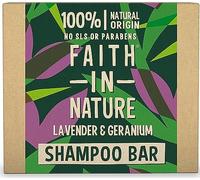 Faith in Nature Shampoing Solide Naturel à la Lavande et au Géranium, Nourrissant, Vegan et Respectueux des Animaux, Sans Parabènes ni SLS, Pour Cheveux Normaux à Secs, 85g