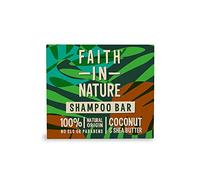 Faith in Nature Shampoing Solide Naturel à la Noix De Coco et au Beurre de Karité, Hydratant, Vegan et Respectueux des Animaux, Sans Parabènes ni SLS, Pour Cheveux Normaux à Secs, 85g