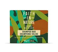 Faith In Nature Shampooing Solide Naturel à la Noix de Coco et au Beurre de Karité, Hydratant, Végan et Non Testé sur les Animaux, Sans Parabènes ni SLS, pour Cheveux Normaux à Secs, 85 g