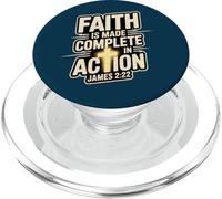 Faith is Made Complete in Action James 2:22 Croix du Christ PopSockets PopGrip pour MagSafe