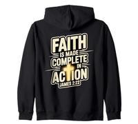 Faith is Made Complete in Action James 2:22 Croix du Christ Sweat à Capuche