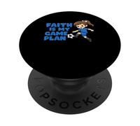 Faith is My Game Plan Soccer Girl Sports Kid Christianisme PopSockets PopGrip Adhésif