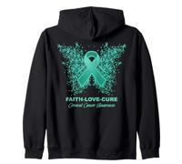 Faith Love Cure Ruban de Sensibilisation au Cancer du col de l'utérus Bleu Sarcelle Sweat à Capuche