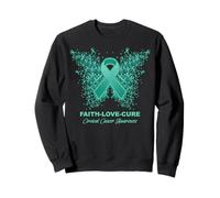 Faith Love Cure Ruban de Sensibilisation au Cancer du col de l'utérus Bleu Sarcelle Sweatshirt