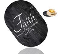 Faith Makes All Things Possible not Easy Tapis de souris et sous-verre combinés, base en caoutchouc antidérapant pour souris sans fil, tapis de souris d'ordinateur pour bureau