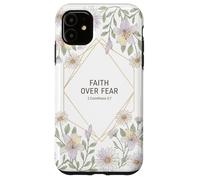 Faith Over Fear 2 Corinthians 5:7 Chrétien Fleuri Bible Dieu Coque pour iPhone 11