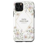 Faith Over Fear 2 Corinthians 5:7 Chrétien Fleuri Bible Dieu Coque pour iPhone 11 Pro