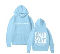 Faith Over Fear Hoodie for Men and Women, Graphic Sweatshirts for Women, Christian Sweatshirts Pullover Tops (Sky Blue,M)