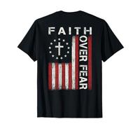 Faith Over Fear Jesus Christian Bible Croix Drapeau Religieux T-Shirt