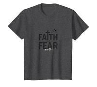 Faith Over Fear: Message chrétien inspirant T-Shirt, Enfant, Chiné Foncé, 8 Ans