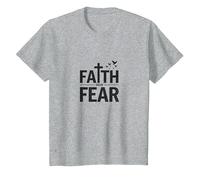 Faith Over Fear: Message chrétien inspirant T-Shirt, Enfant, Gris Chiné, 8 Ans