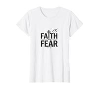 Faith Over Fear: Message chrétien inspirant T-Shirt, Femme, Blanc, M