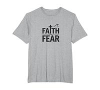 Faith Over Fear: Message chrétien inspirant T-Shirt, Homme Grandes Tailles, Gris Chiné, 4X Tall