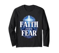 Faith Over Fear Phil 4:13 Croix chrétienne Verset biblique Manche Longue