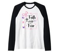 Faith Over Fear Pink Bow Christian Jesus Cross Psalms 118:6 Manche Raglan