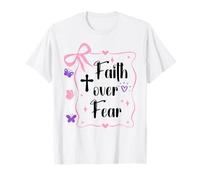 Faith Over Fear Pink Bow Christian Jesus Cross Psalms 118:6 T-Shirt