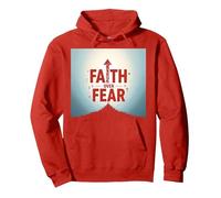 Faith Over Fear Religious Inspirational Vêtements pour Homme Sweat à Capuche, Unisexe pour Adultes, Rouge, S
