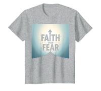Faith Over Fear Religious Inspirational Vêtements pour Homme T-Shirt, Enfant, Gris Chiné, 3 Ans