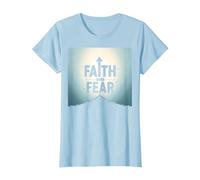 Faith Over Fear Religious Inspirational Vêtements pour Homme T-Shirt, Femme, Bleu Céleste, S