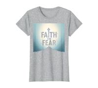 Faith Over Fear Religious Inspirational Vêtements pour Homme T-Shirt, Femme, Gris Chiné, S