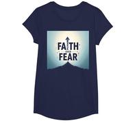 Faith Over Fear Religious Inspirational Vêtements pour Homme T-Shirt, Fille, Bleu Marine, S
