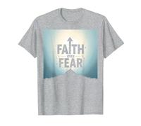 Faith Over Fear Religious Inspirational Vêtements pour Homme T-Shirt, Homme, Gris Chiné, S