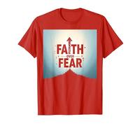 Faith Over Fear Religious Inspirational Vêtements pour Homme T-Shirt, Homme, Rouge, S