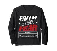 Faith Over Fear Verse de la Bible chrétienne Psaumes Écriture Manche Longue