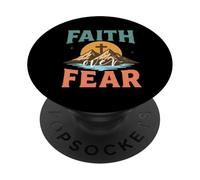 Faith Over Fear - Vintage Mountain Cross Christian PopSockets PopGrip Adhésif