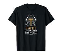 Faith Overcomes The World 1 John 5:4 Croix T-Shirt