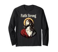 Faith Strong Jésus Christ Vintage Chrétienne Bible Prière Manche Longue