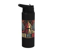 Faith Will Rise Christian Angel Warrior Cross Stainless Steel Insulated Water Bottle