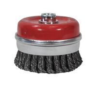 Faithfull Brosse en Coupe Noeud Torsion 100mm M14x2, 0.50mm Câble Acier