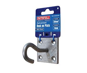 Faithfull FAICHGHOOK Crochet en acier galvanisé sur plaque pré-percée Diamètre 8 mm 50 x 50 mm